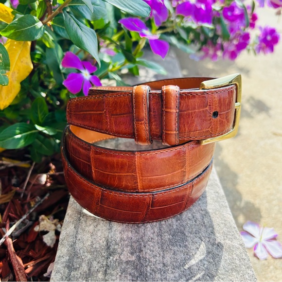 BRIGHTON Men’s Leather Belt size 38 with Brass Hardware LIKE NEW !!’ - Picture 3 of 11